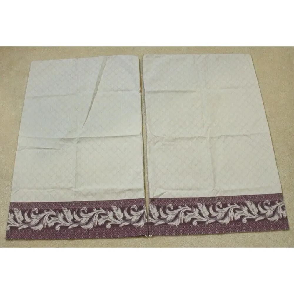 Pillowcase Pair Tan Purple Scrolls Standard Blend Westpoint Stevens Vintage